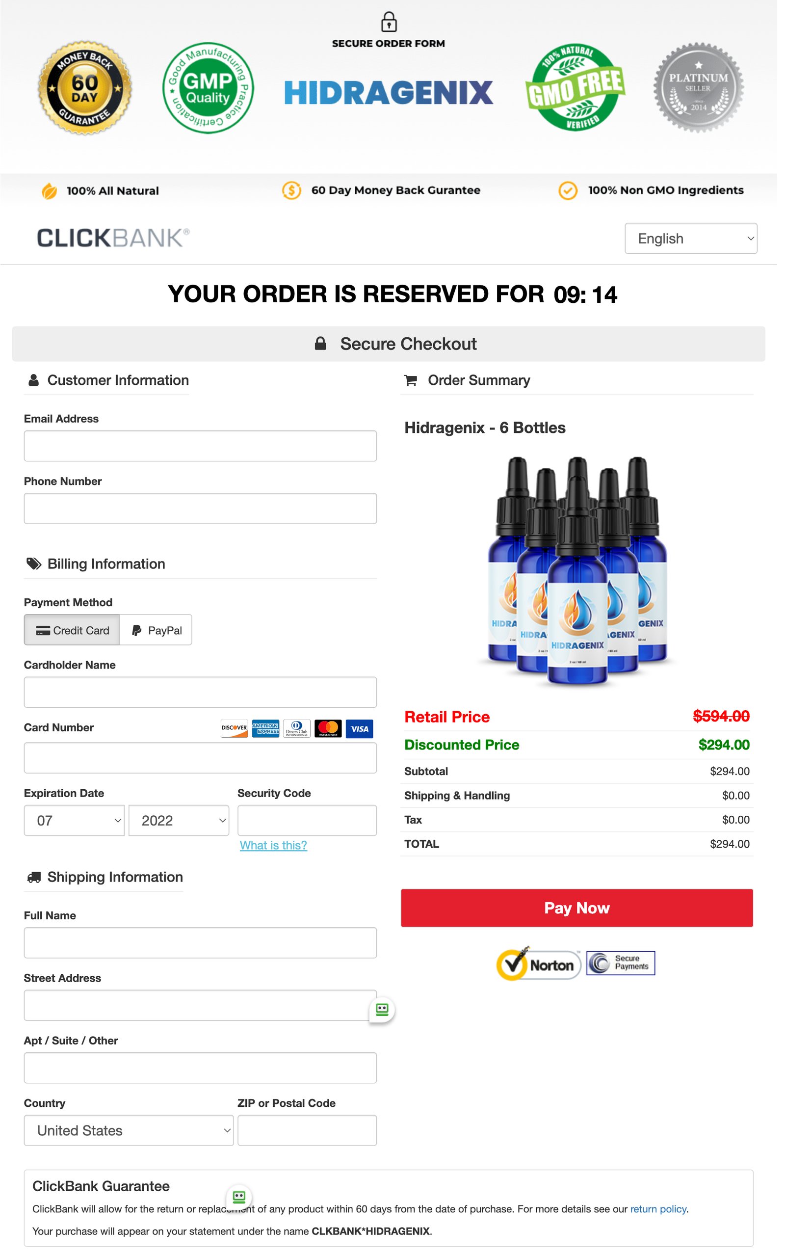 HidraGenix - Order Page